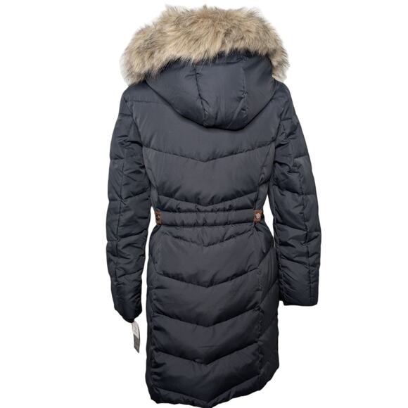 Lauren Ralph Lauren Dark Navy Long Puffer Coat Faux Fur Hood Women’s Medium NWT - Picture 8 of 10